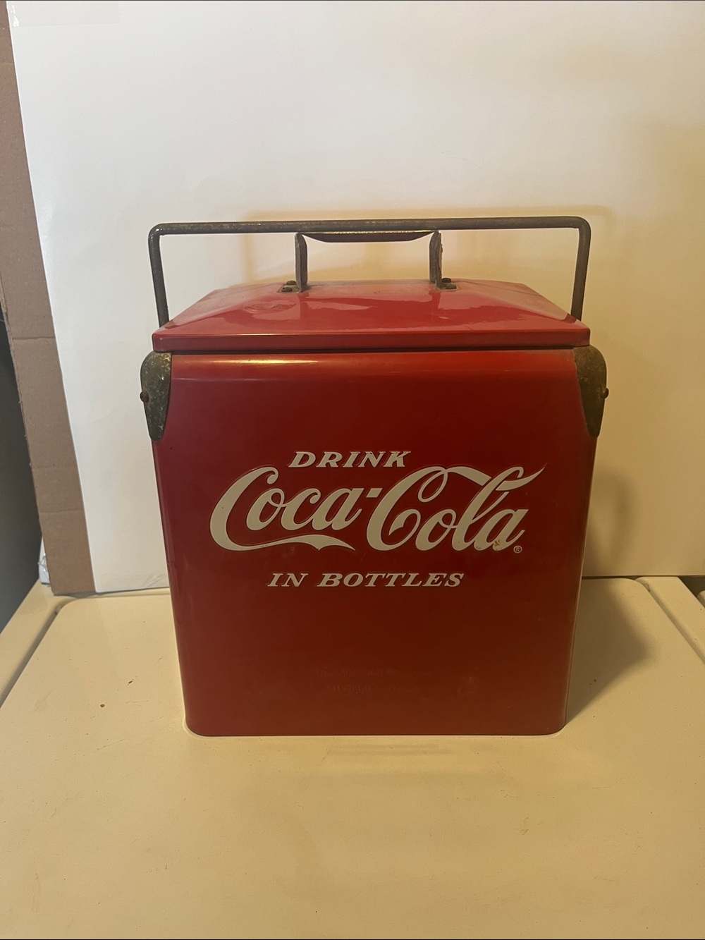 Coca-Cola Red Metal Beverage Cooler with White Logo